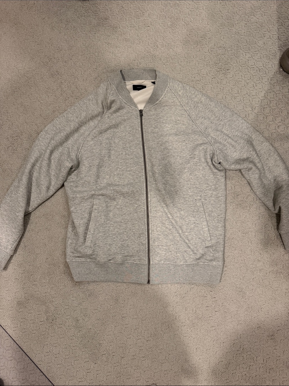 Vince XXL Like New Men's Light Gray Zip-Up Bomber Jacket